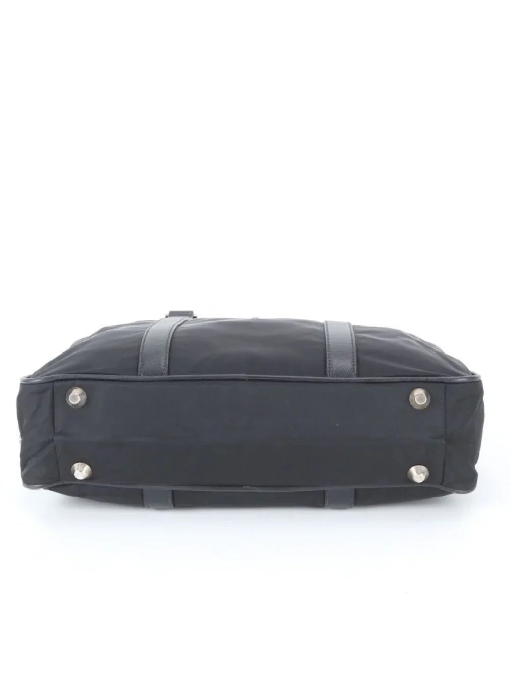 Prada Tessuto Nylon Saffiano Leather Business Tote Black